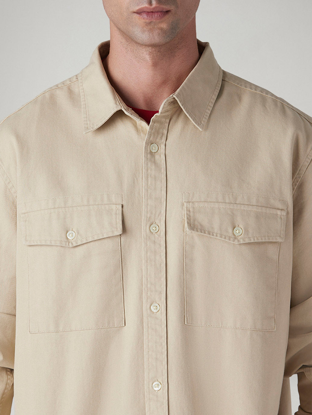 Men's Solid Relaxed Fit Shacket - 20 View
