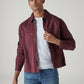 Men's Solid Maroon Zipper Shacket - Styleshot View