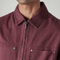 Men's Solid Maroon Zipper Shacket - 20 View