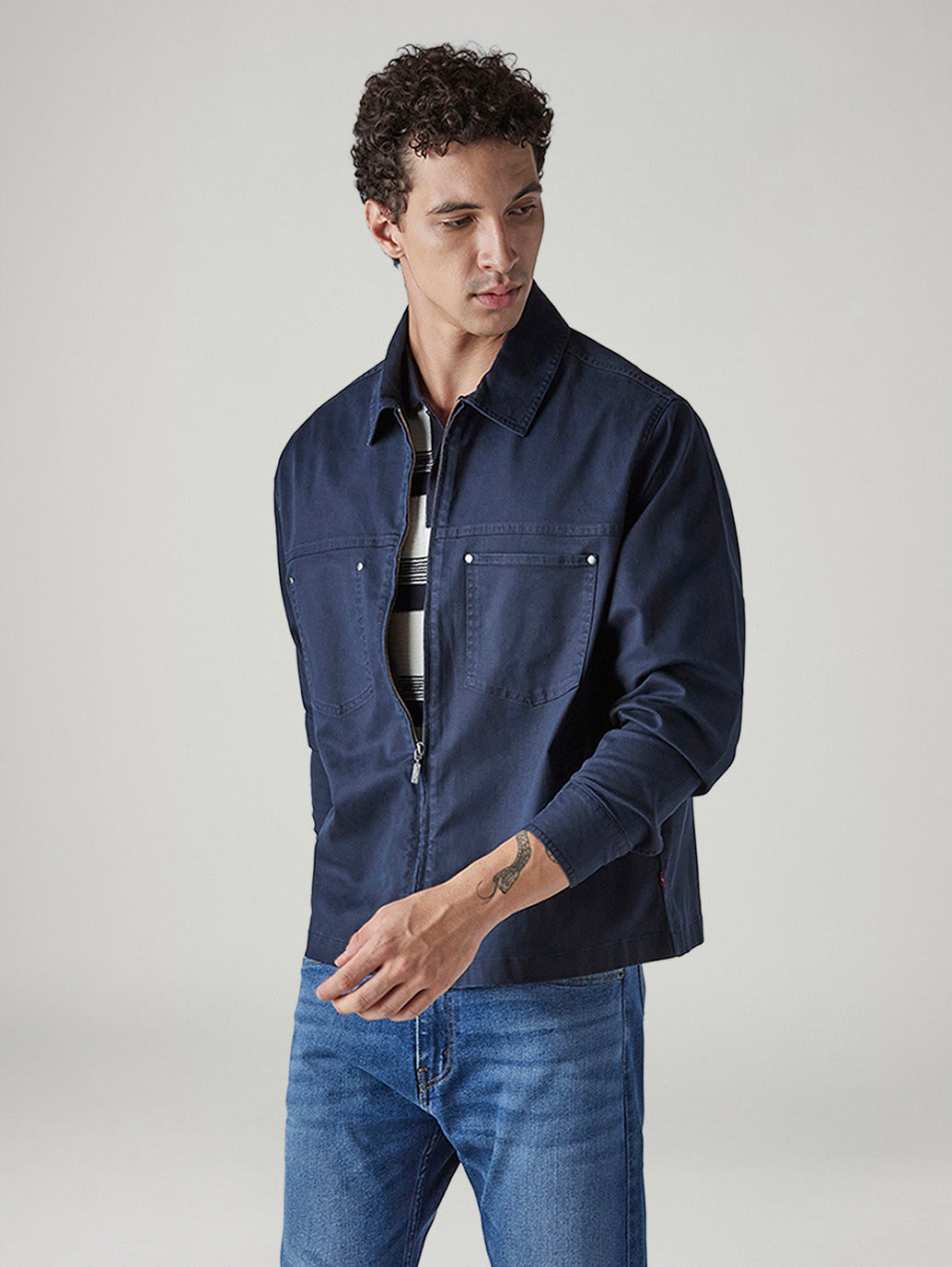 Men's Solid Navy Shacket