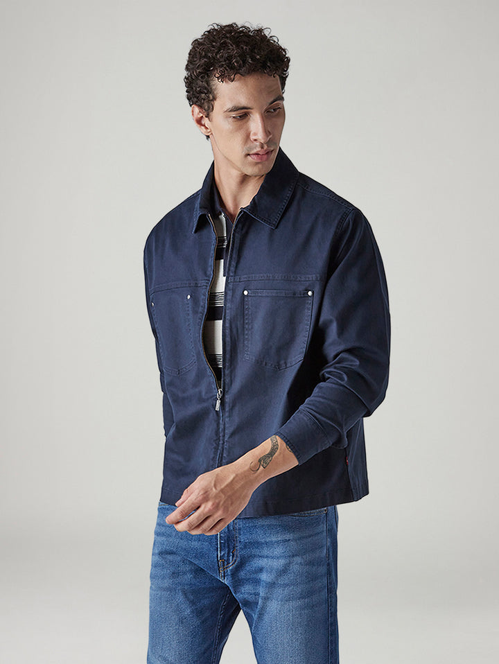 Men's Solid Navy Shacket