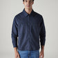 Men's Solid Navy Shacket - Front View