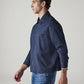Men's Solid Navy Shacket - Side View