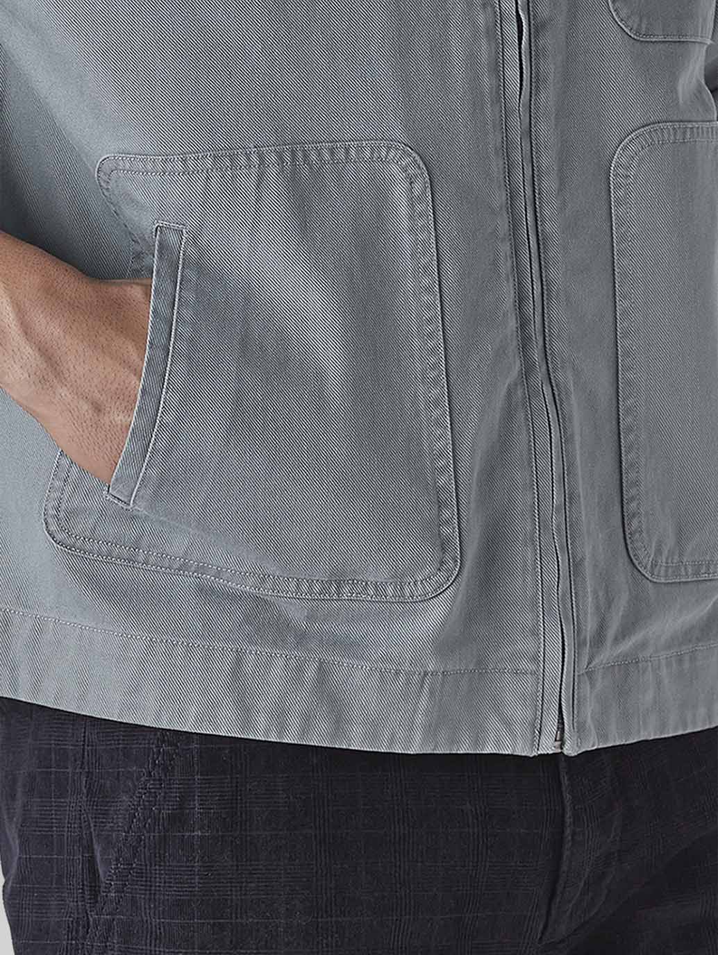 Men's Solid Grey Jacket - Detail View