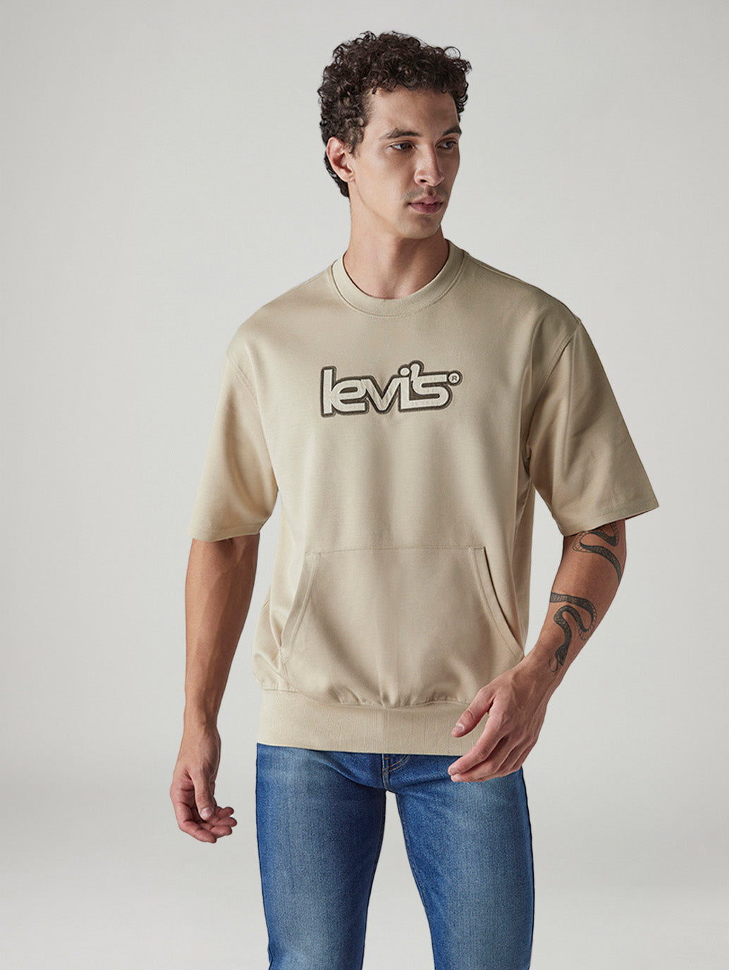 Men's Logo Printed Regular Fit T-Shirt - Front View