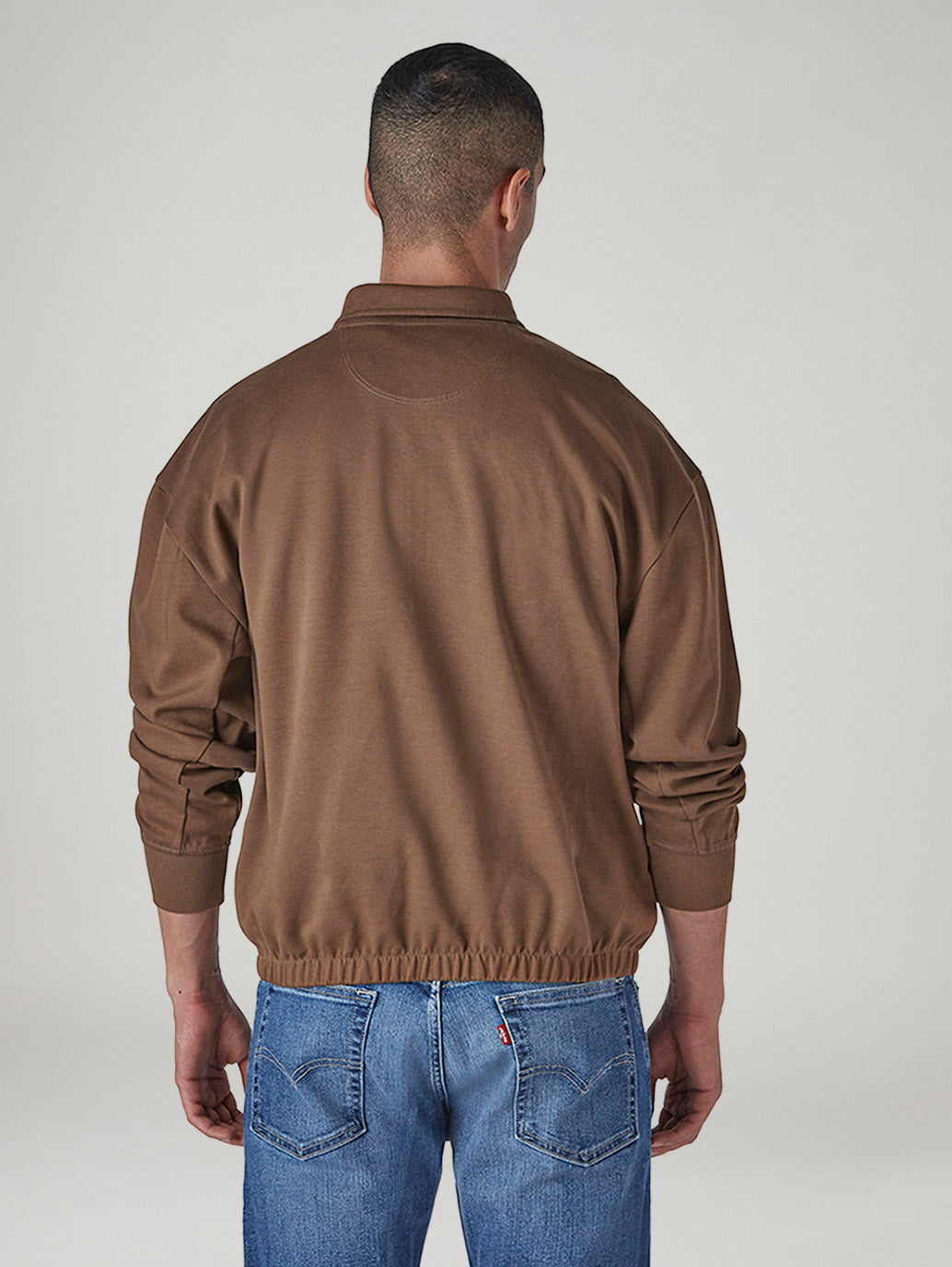 Men's Solid Boxy Fit Sweatshirt - Back View