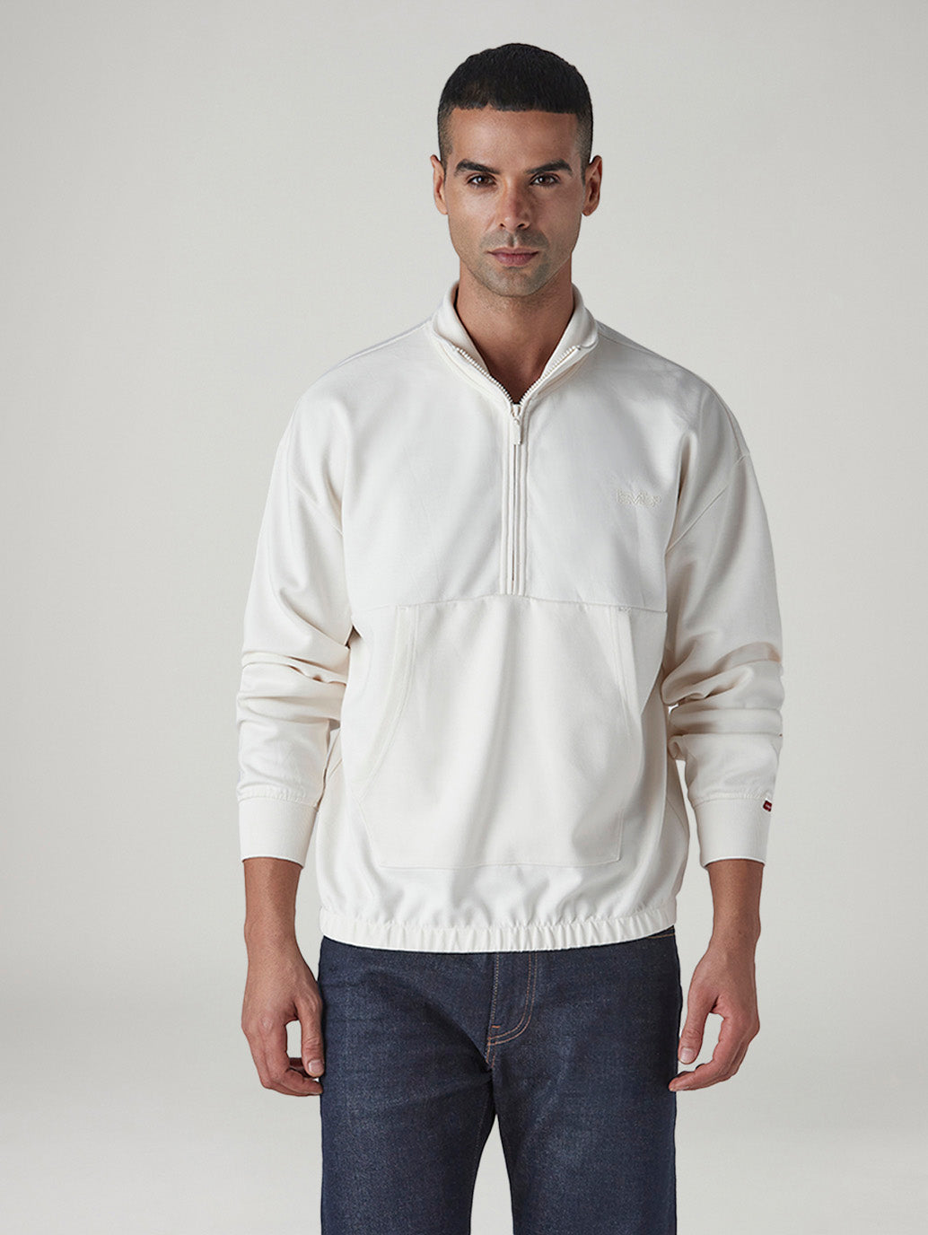Men's Solid Boxy Fit Sweatshirt - Front View