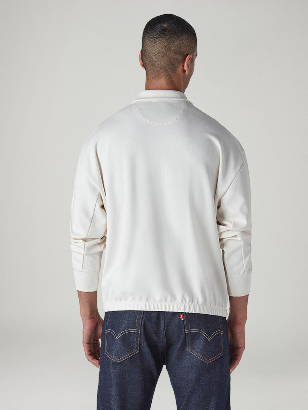 Men's Solid Boxy Fit Sweatshirt - Back View