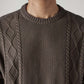 Men's Solid Brown Crew Neck Sweater - Detail View
