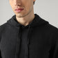 Men's Textured Regular Fit Hooded Sweater - Detail View