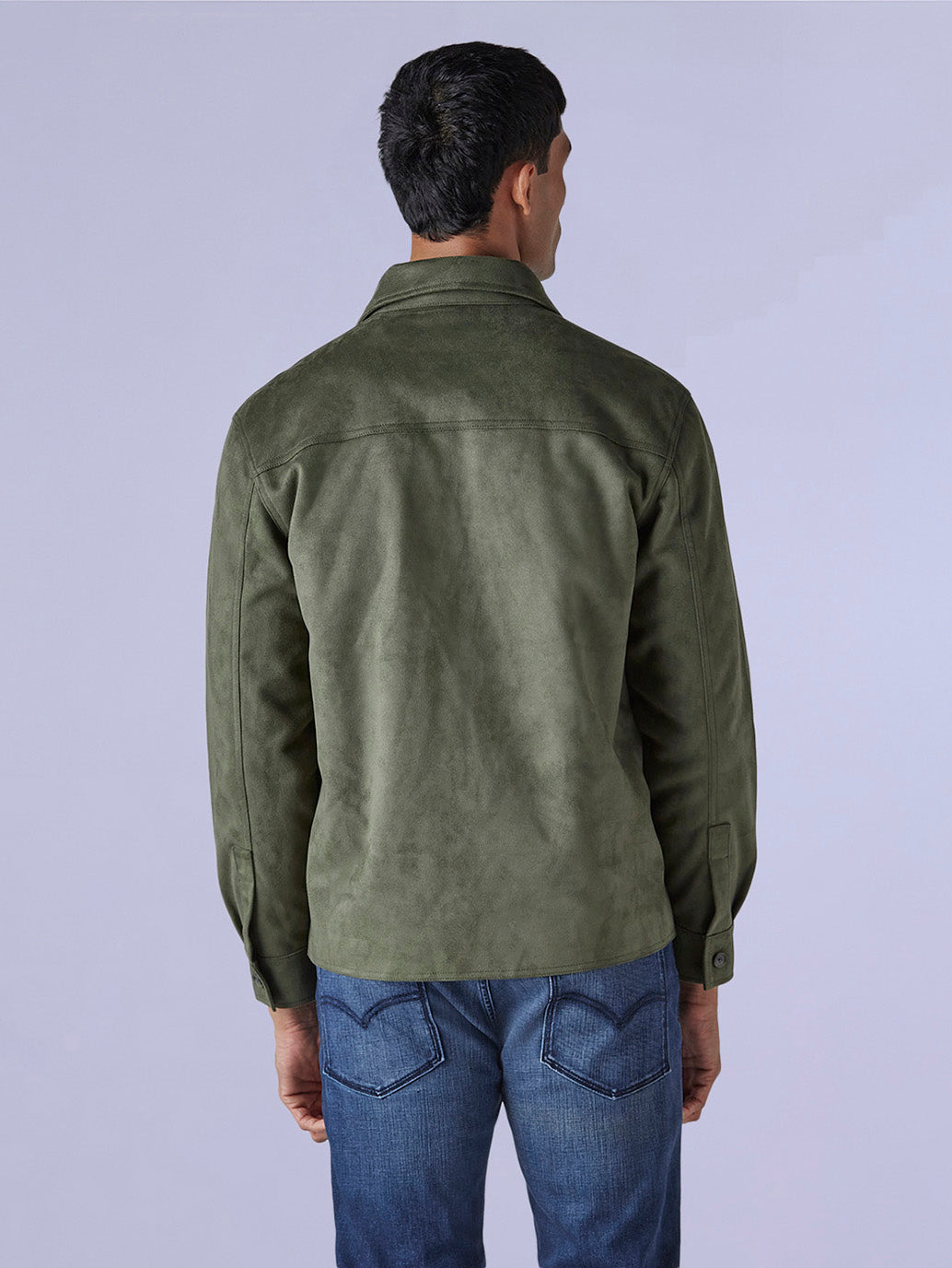 Men's Redloop Solid Slim Fit Shacket - Back View
