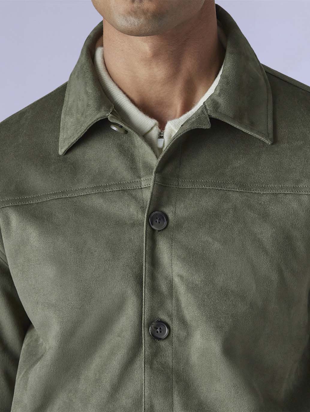 Men's Redloop Solid Slim Fit Shacket - Detail View