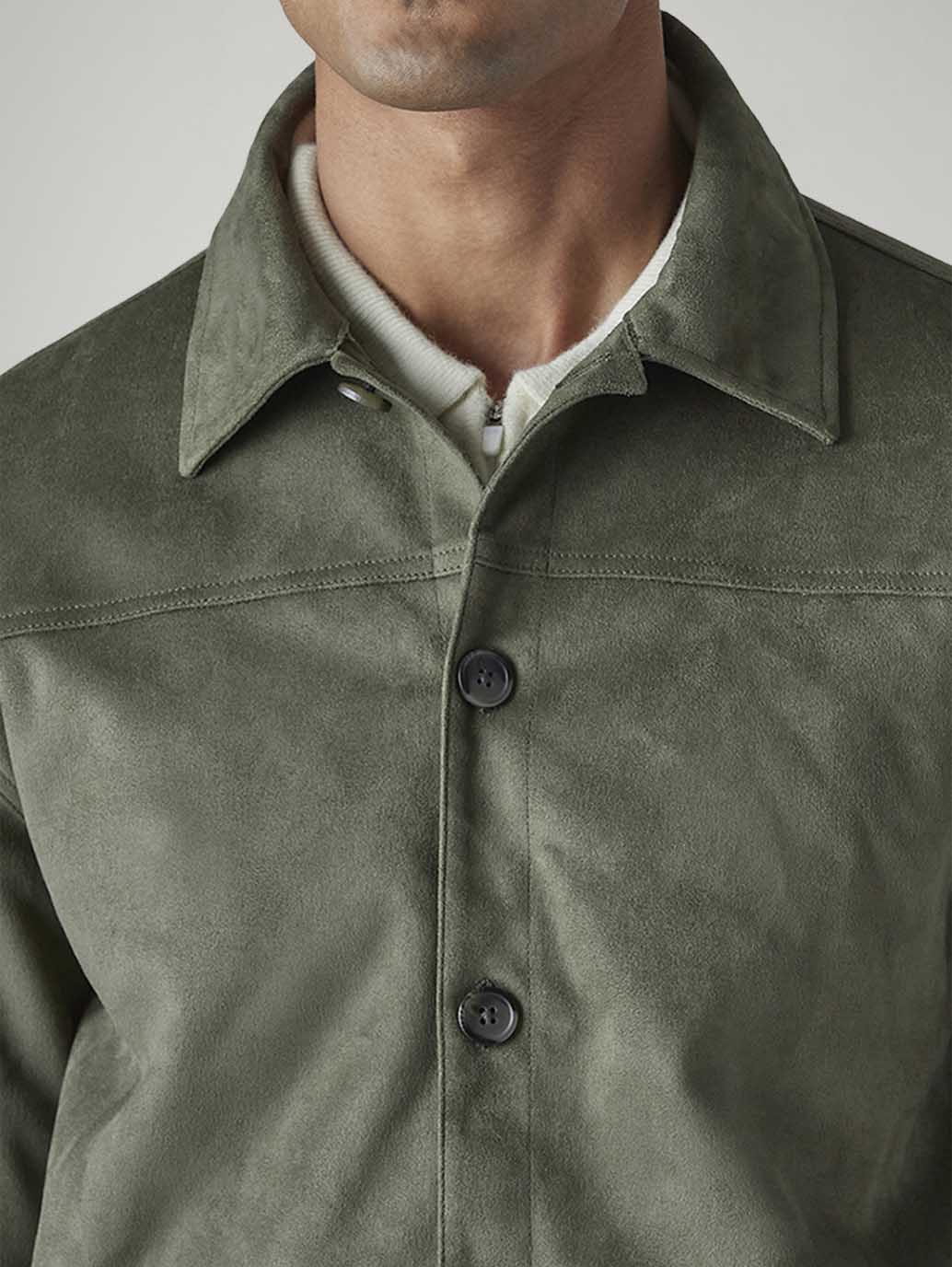 Men's Solid Olive Redloop Jacket - 20 View