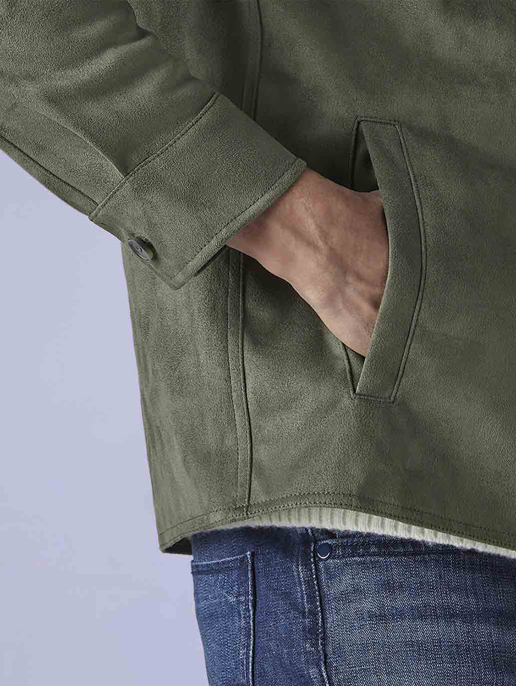 Men's Redloop Solid Slim Fit Shacket - Detail View
