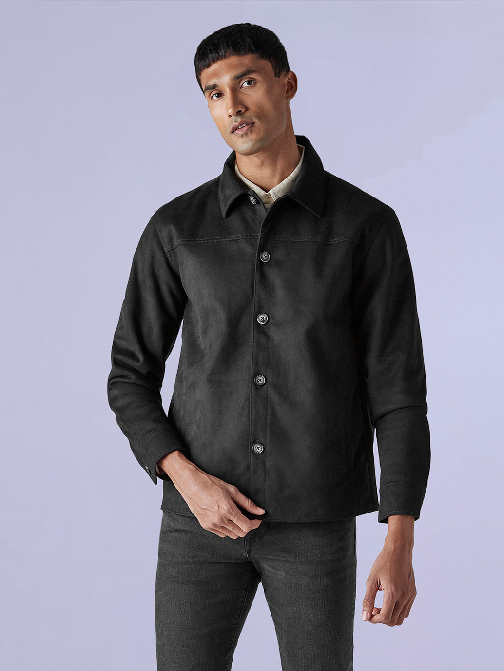 Men's Redloop Solid Slim Fit Shacket - Front View