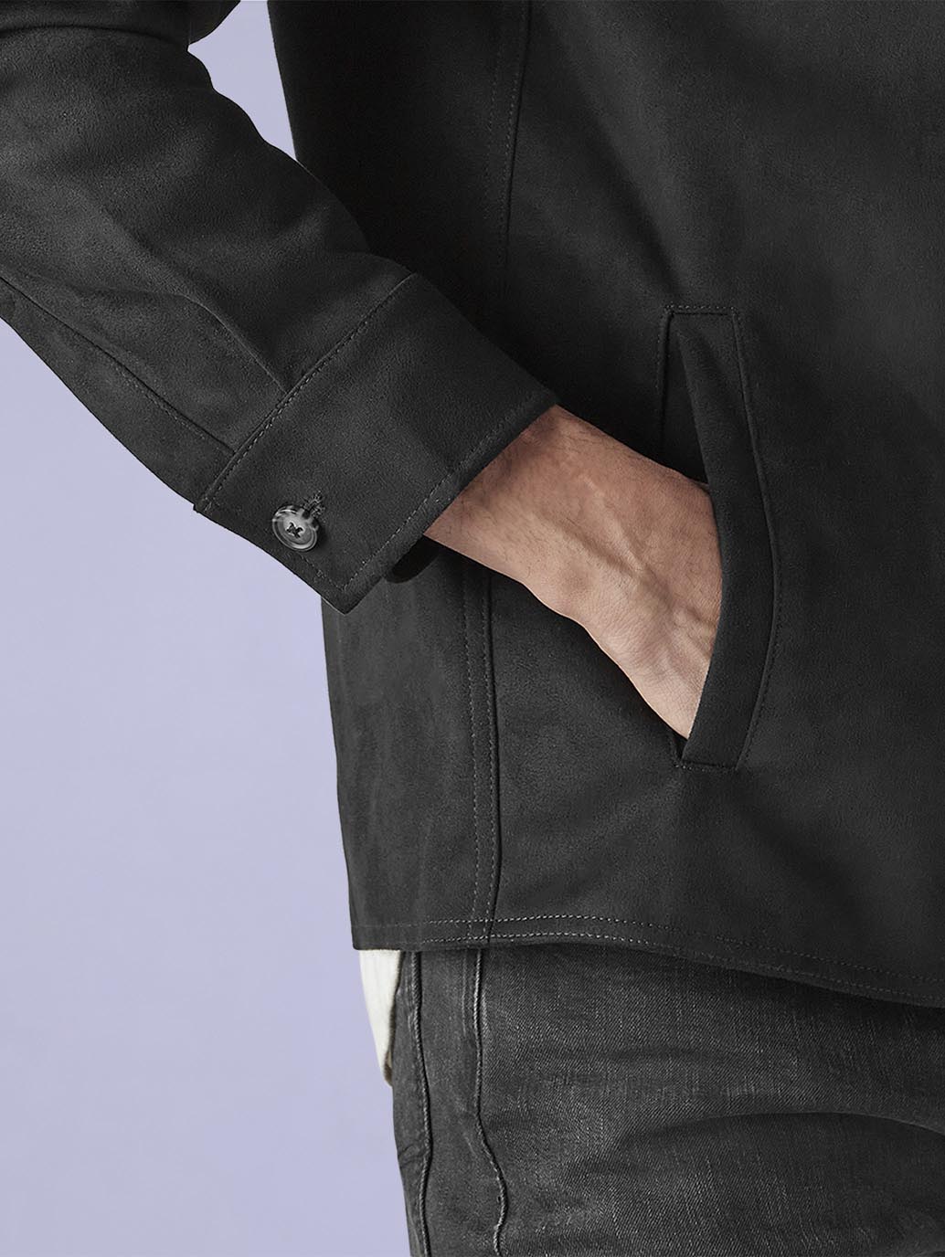 Men's Redloop Solid Slim Fit Shacket - Detail View