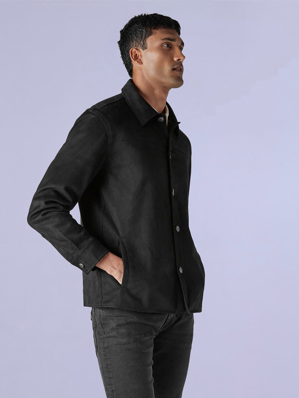 Men's Redloop Solid Slim Fit Shacket - Side View