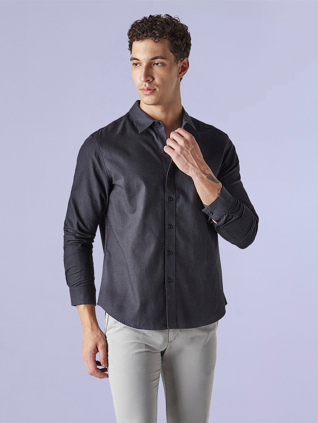 Men's Solid Slim Fit Oxford Redloop Shirt