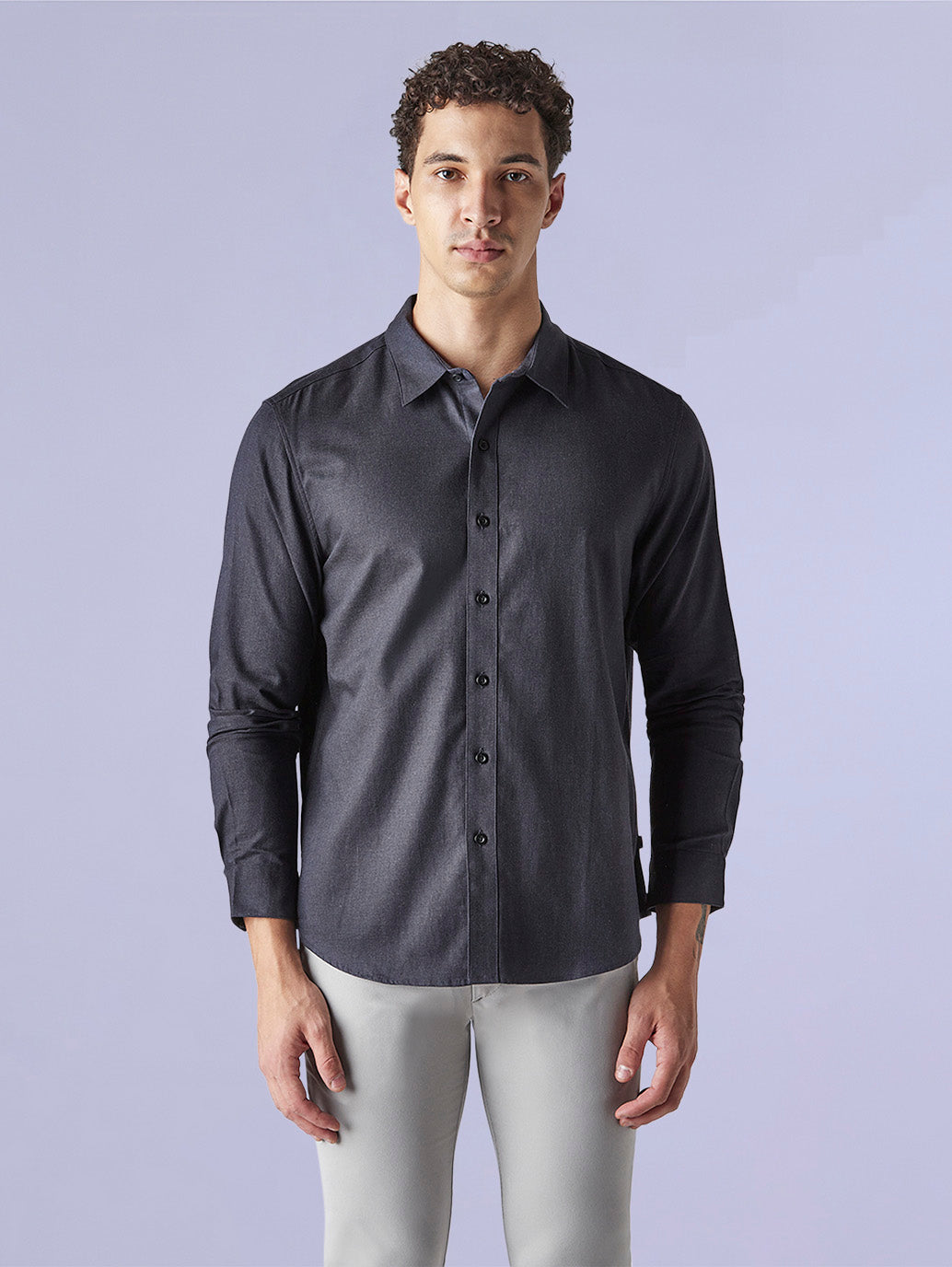Men's Solid Slim Fit Oxford Redloop Shirt - 7c31bf5d-4cbe-448b-9f2b-3ff9b5852670 View