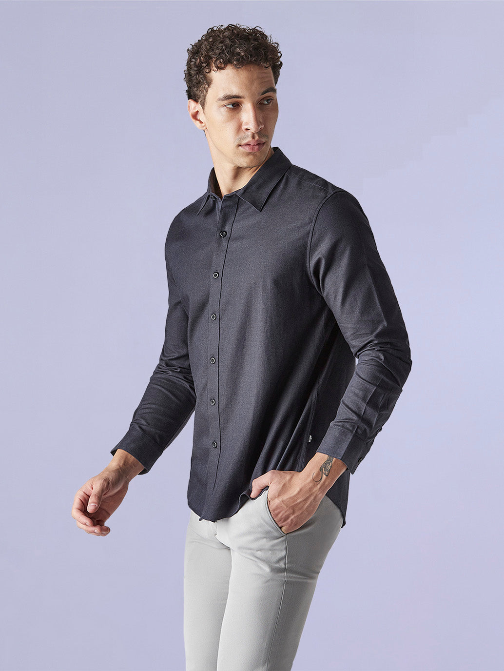 Men's Solid Slim Fit Oxford Redloop Shirt - 8ad0b90e-814e-4d82-b171-c6d97d09af1a View