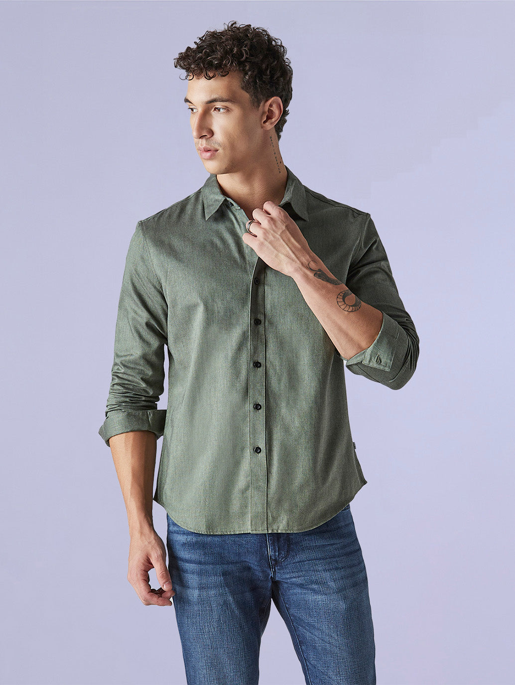 Men's Solid Slim Fit Oxford Redloop Shirt