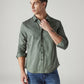 Men's Solid Slim Fit Oxford Redloop Shirt - Logo View