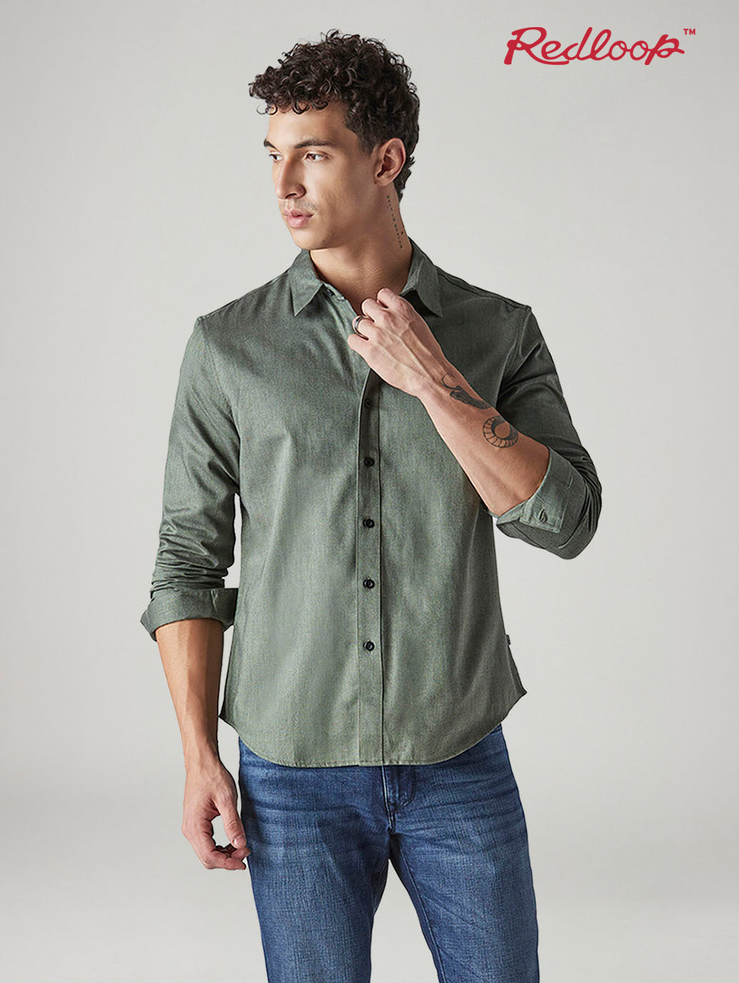 Men's Solid Slim Fit Oxford Redloop Shirt
