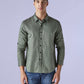 Men's Solid Slim Fit Oxford Redloop Shirt - Front View