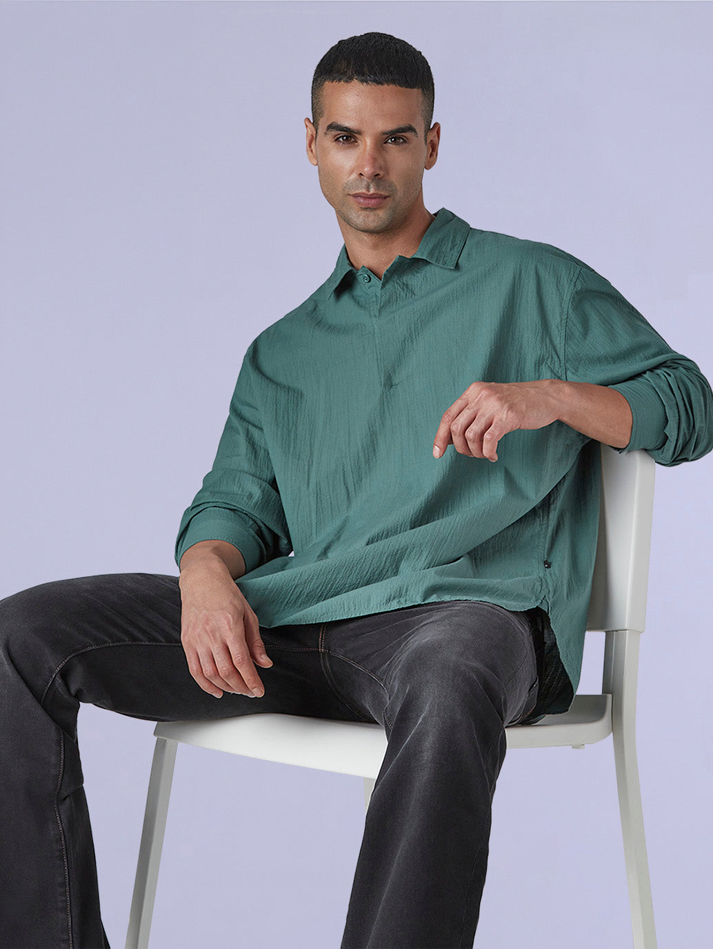 Men's Solid Slim Fit Redloop Shirt