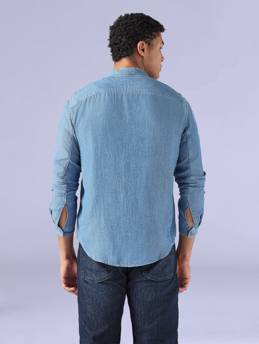 Men's Redloop Slim Mandarin Collar Shirt - Back View