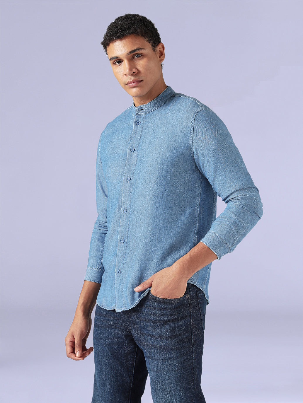 Men's Redloop Slim Mandarin Collar Shirt - SIde View