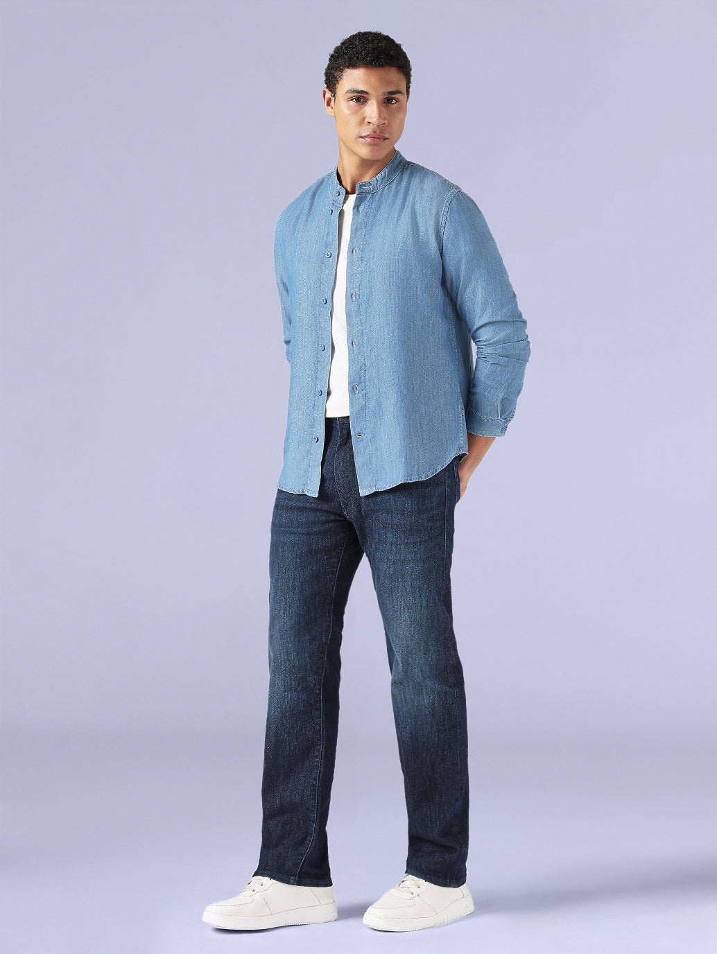 Men's Redloop Slim Mandarin Collar Shirt - Full View