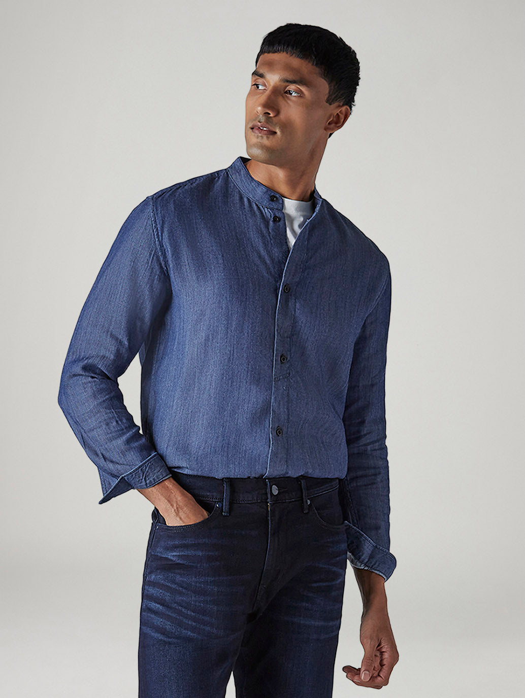 Men's Solid Slim Fit Redloop Shirt - Styleshot View