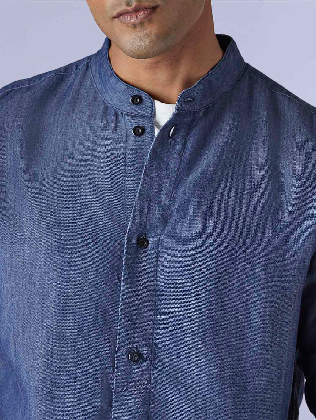 Men's Solid Slim Fit Redloop Shirt - detail View