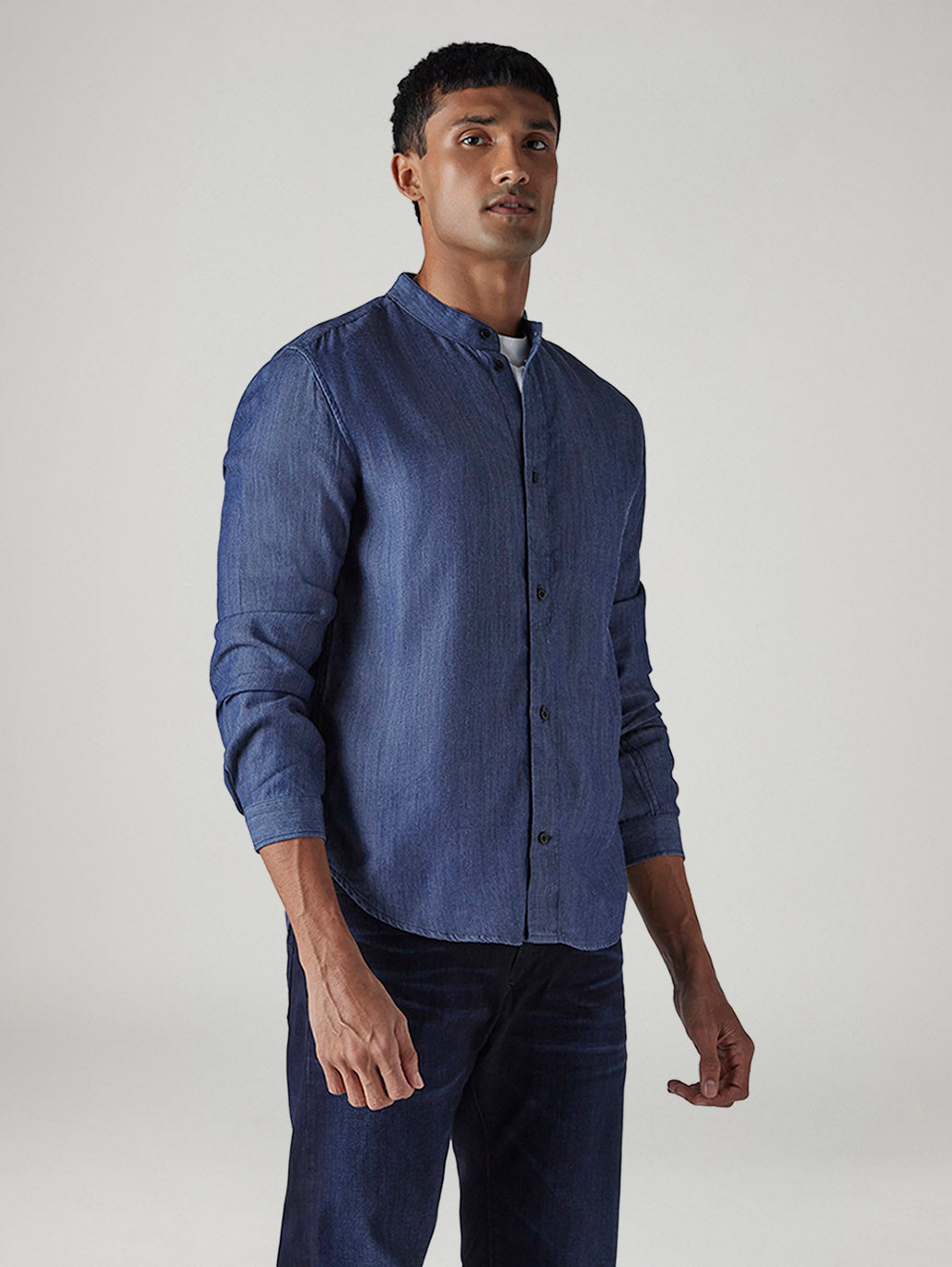 Men's Solid Slim Fit Redloop Shirt - Side View