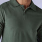 Men's Solid Dark Green Slim Fit Redloop Polo T-shirt - detail View