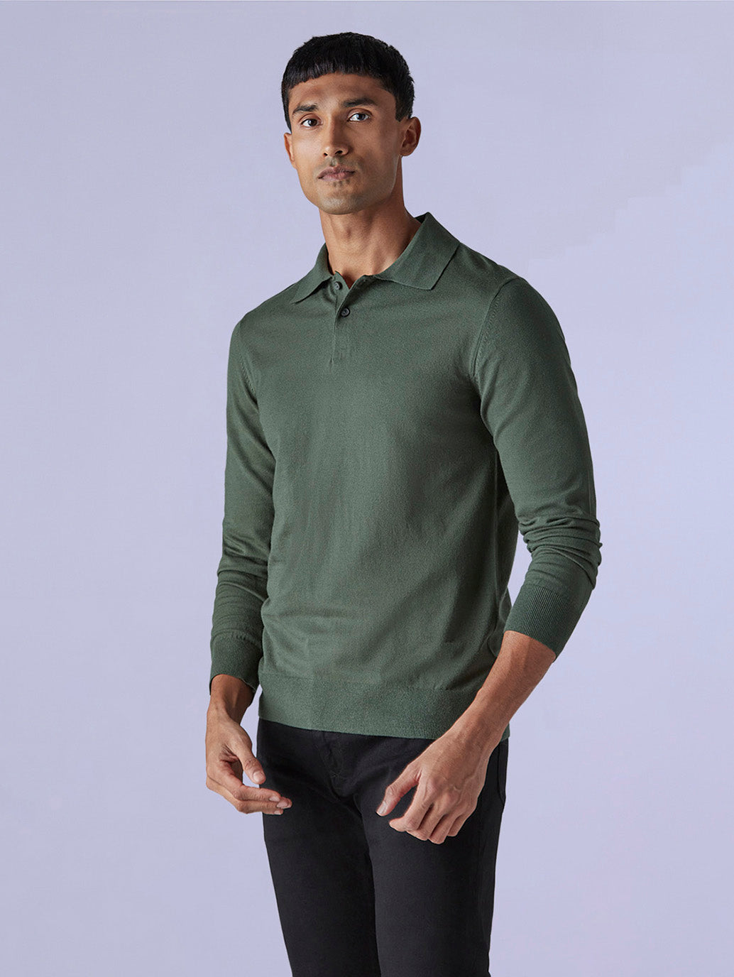 Men's Solid Dark Green Slim Fit Redloop Polo T-shirt - 6ad7b539-1e02-4d4c-b447-eea34197f059 View