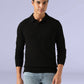 Men's Redloop Black Slim Linen Polo T-shirt - Front View