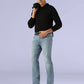Men's Redloop Black Slim Linen Polo T-shirt - Full View
