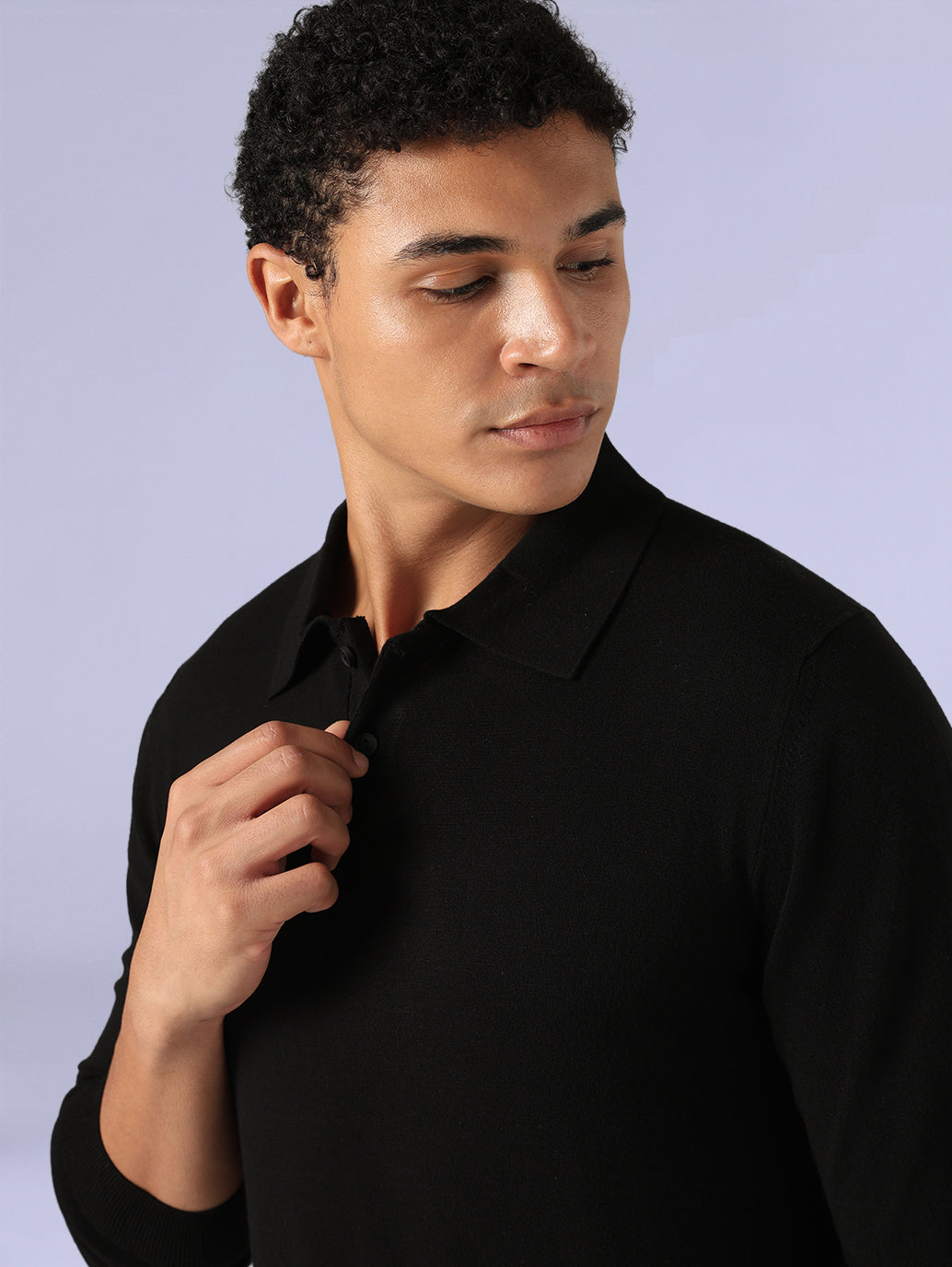 Men's Redloop Black Slim Linen Polo T-shirt - 20 View