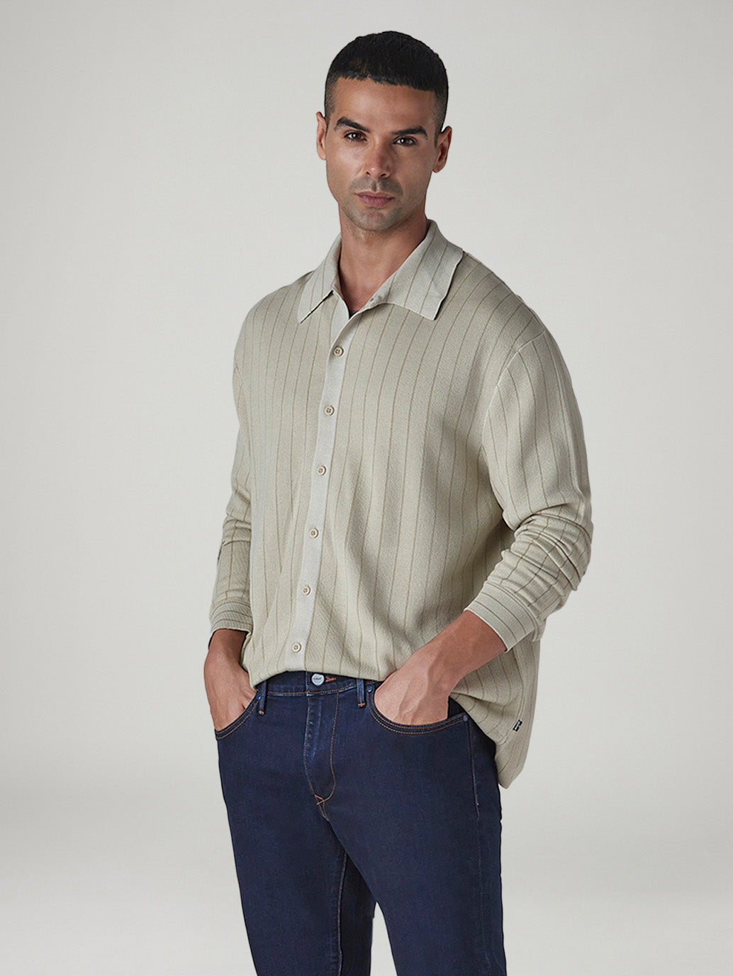 Men's Striped Slim Fit Redloop Shirt