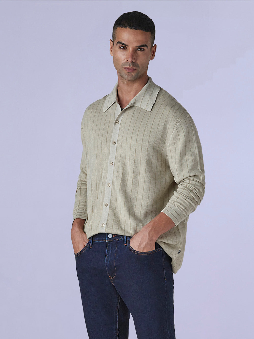 Men's Striped Slim Fit Redloop Shirt