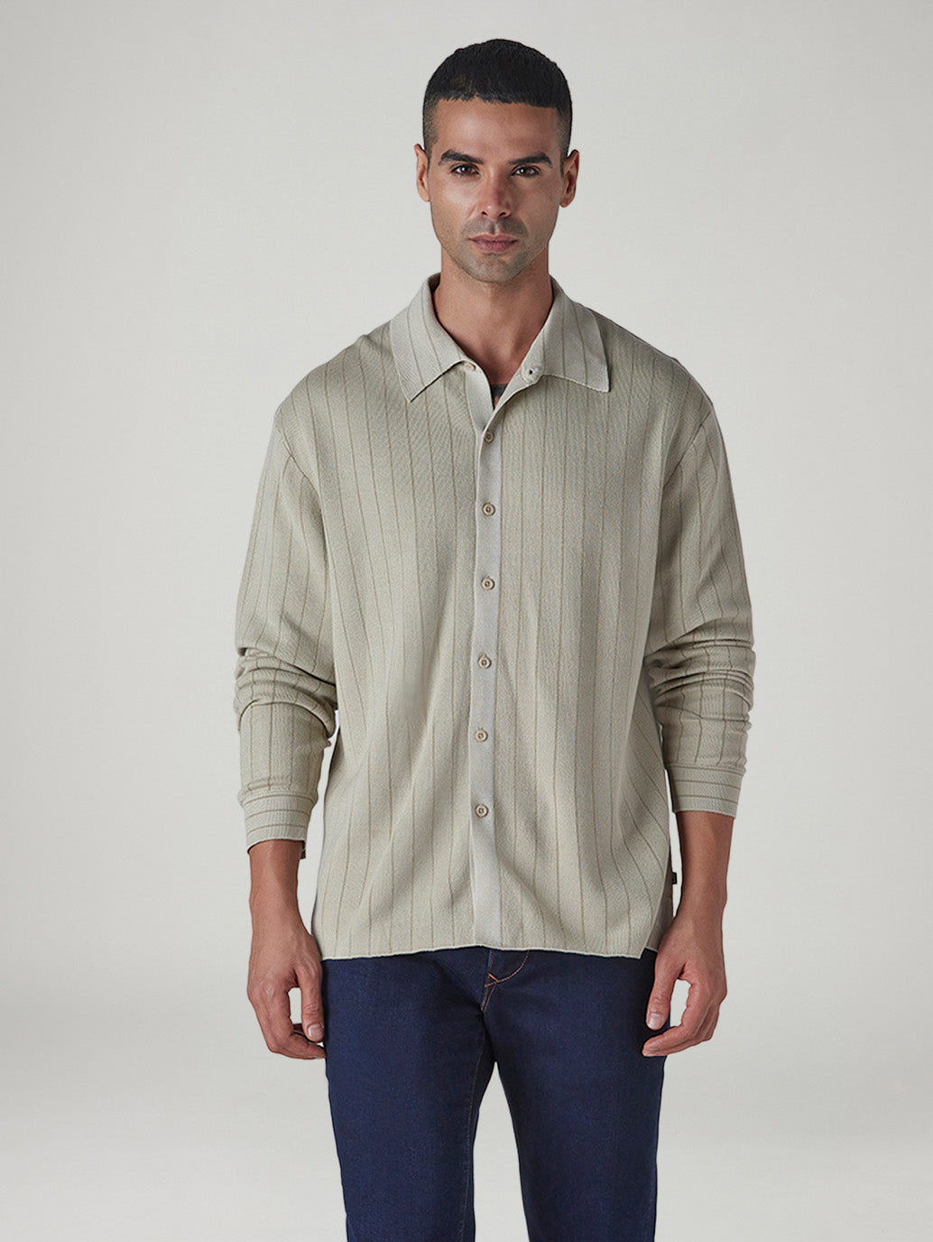 Men's Striped Slim Fit Redloop Shirt