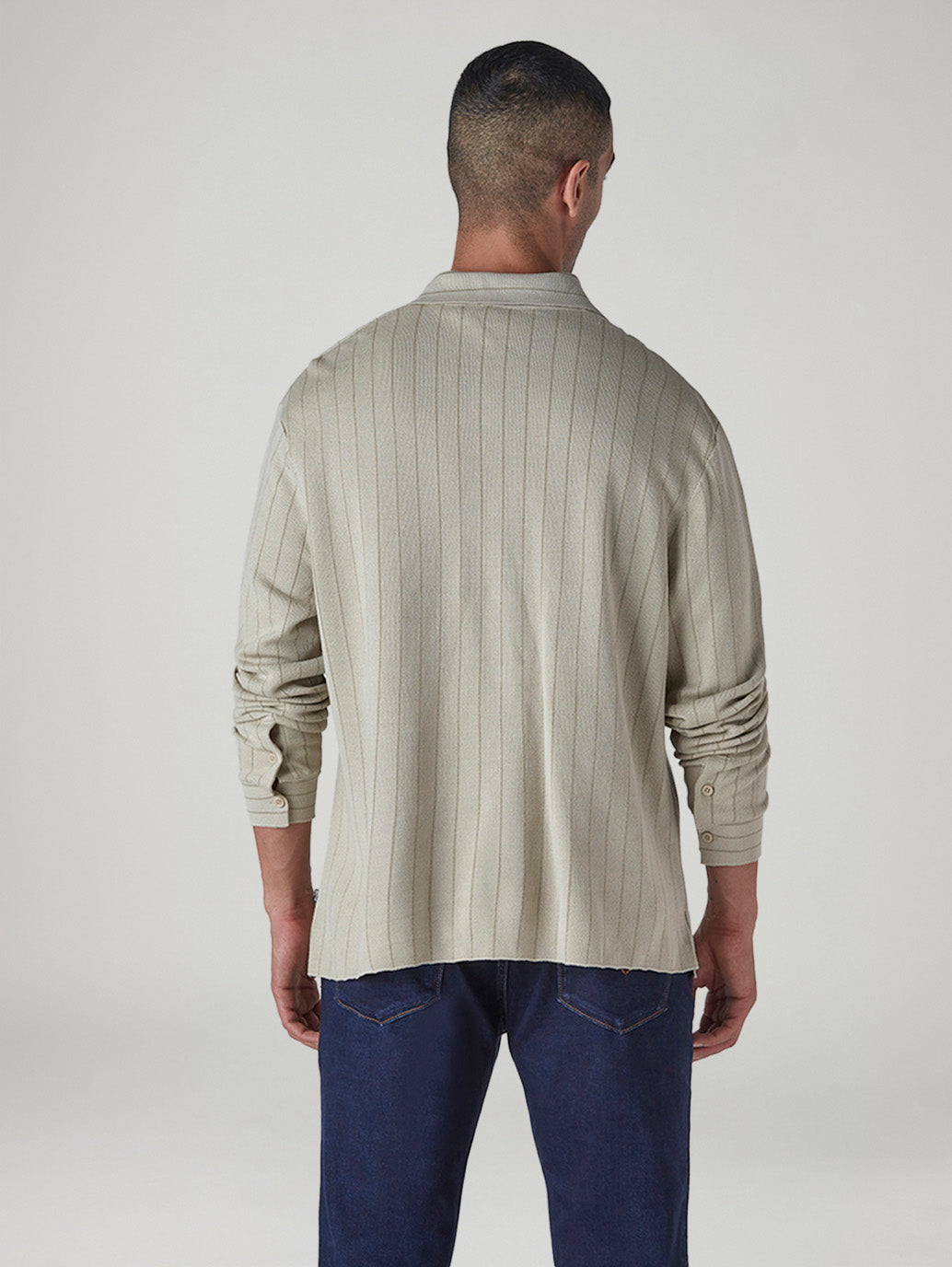 Men's Striped Slim Fit Redloop Shirt - Back View