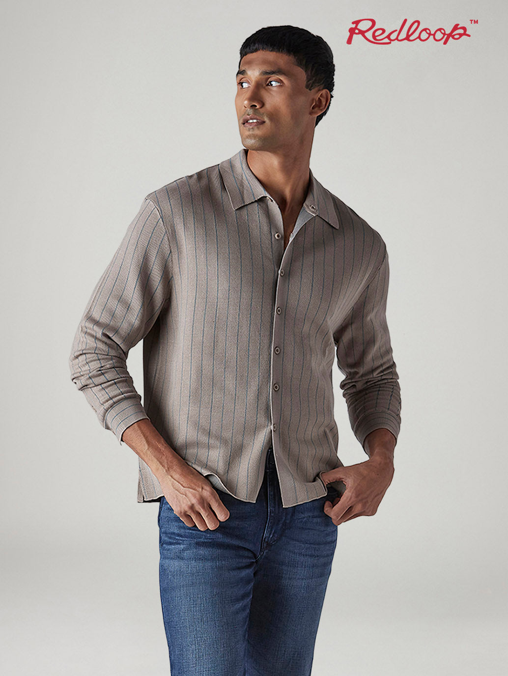 Men's Striped Slim Fit Redloop Shirt