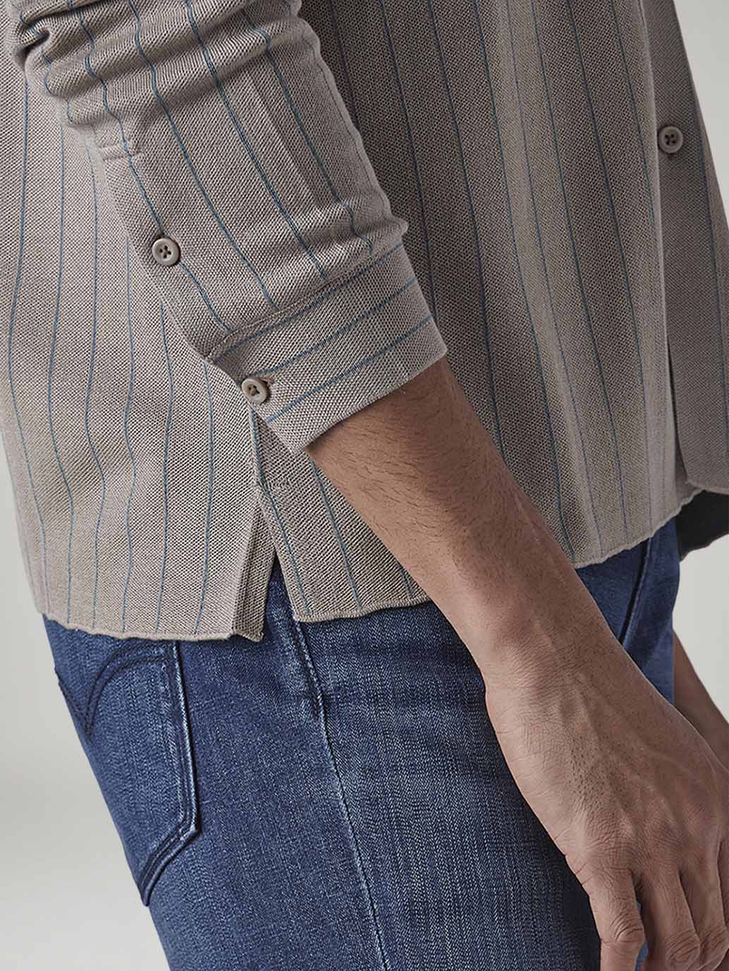 Men's Striped Slim Fit Redloop Shirt - 20 View