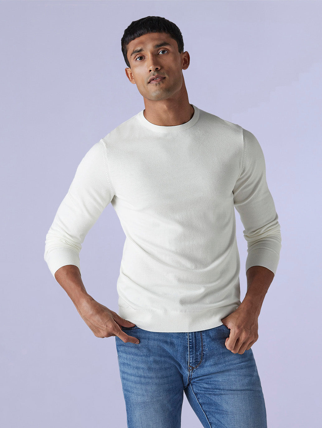 Men's Solid Slim Fit Redloop T-Shirt - Front View