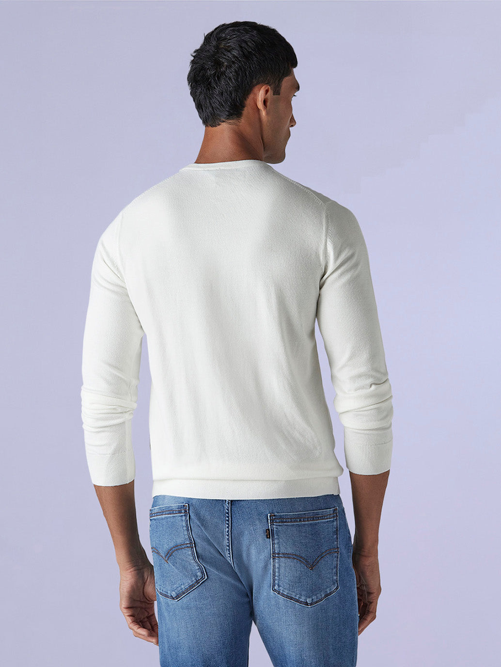 Men's Solid Slim Fit Redloop T-Shirt - Back View