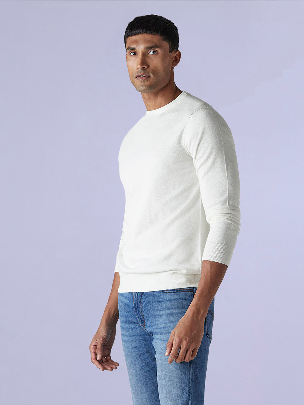 Men's Solid Slim Fit Redloop T-Shirt - Side View