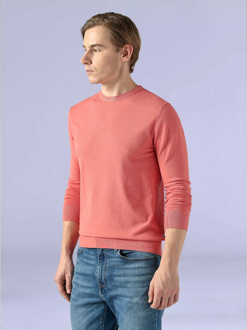 Men's Textured Slim Fit Redloop Jersey T-Shirt - Side View